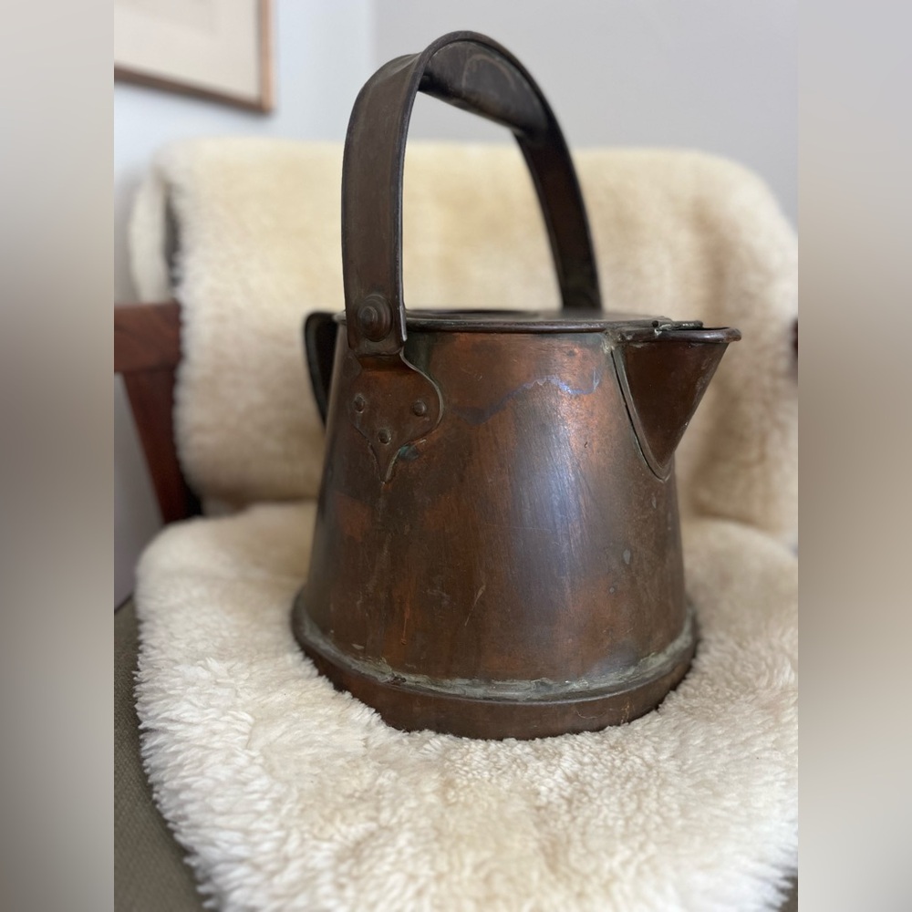 Antique Large primitive copper watering can kettle